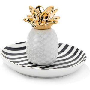 White Pineapple Ring Holder for Jewelry, Ceramic Jewelry Holder Dish Trinket